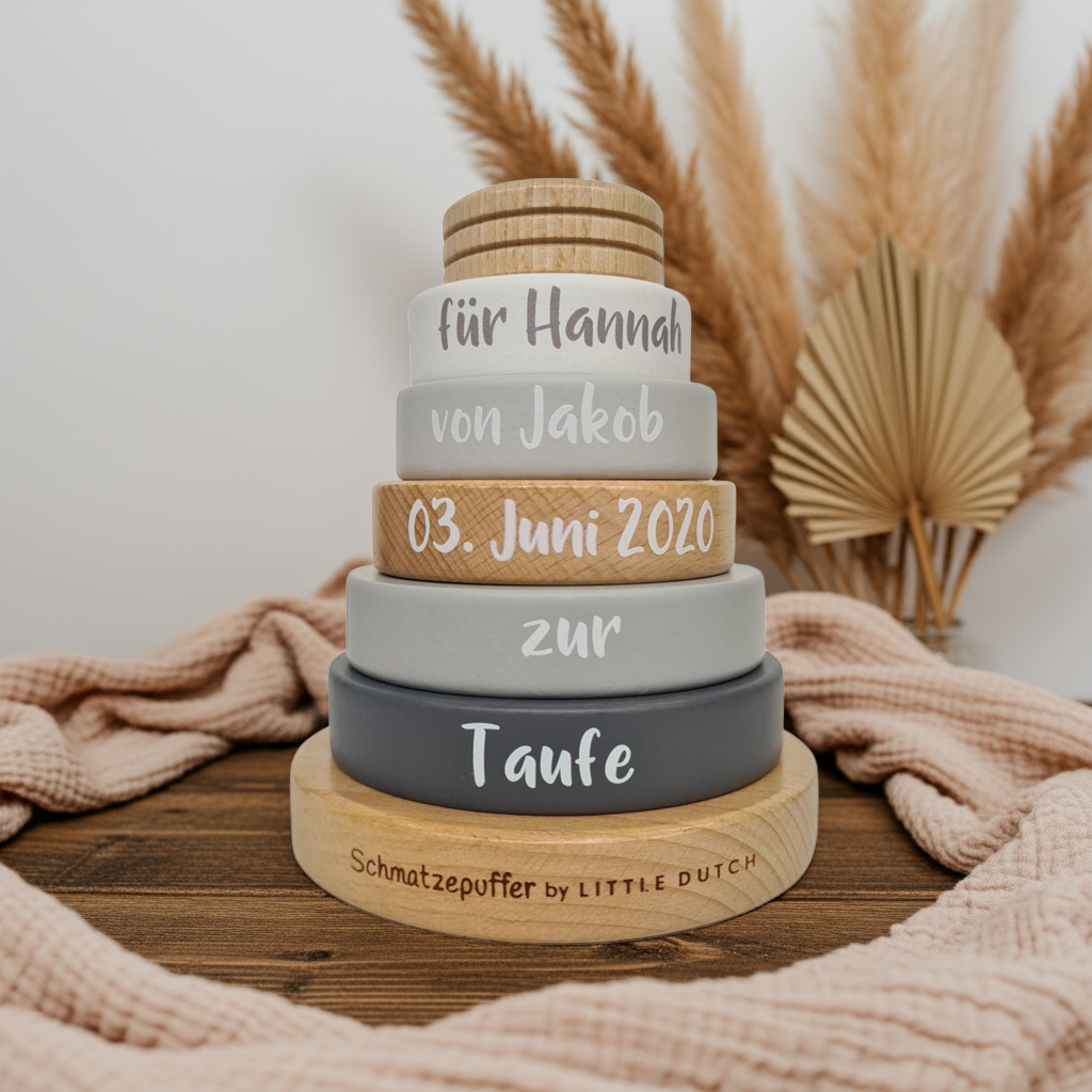 Stapelturm Exclusive Edtion - Zur Taufe - Holz bedruckt | Little Dutch
