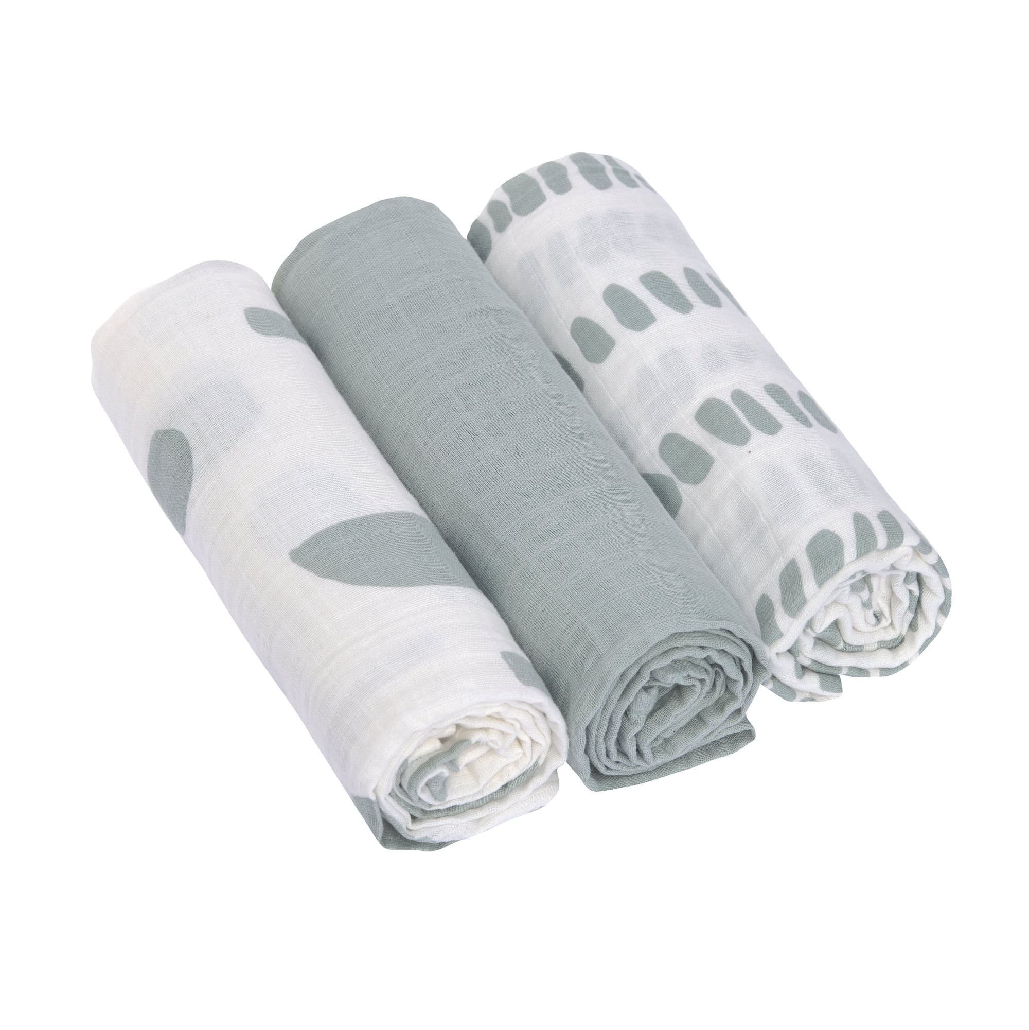 Muslin cloth set of 3, 85 x 85 cm, Strokes silver-grey | Lässig