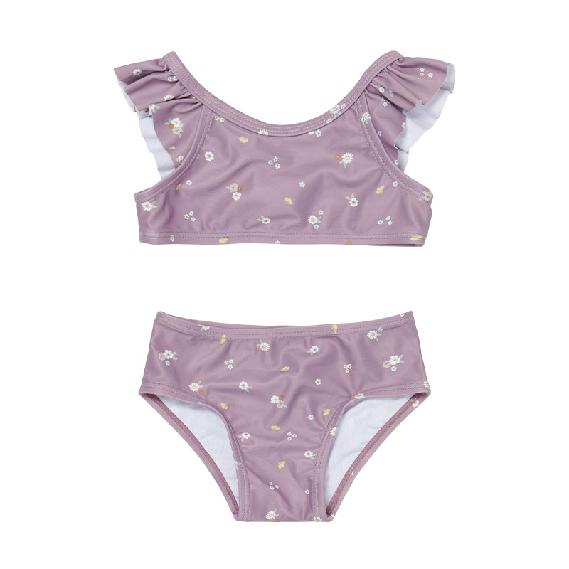 Bikini with flounces, Mauve Blossom | Little Dutch