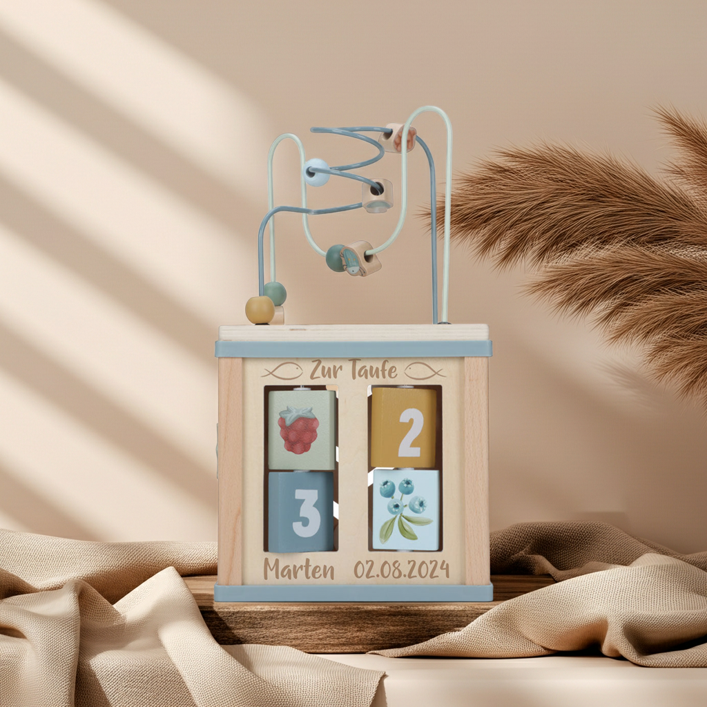 Motor skills cube Forest Friends "For the christening"