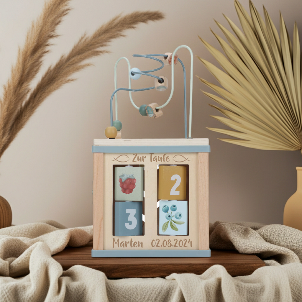Motor skills cube Forest Friends "For the christening"