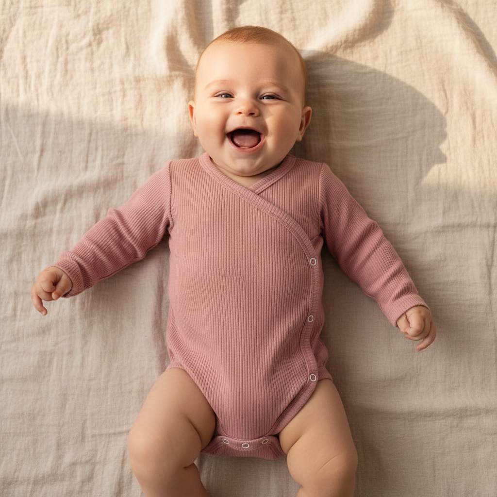 Long-sleeved wrap body pink | Little Dutch