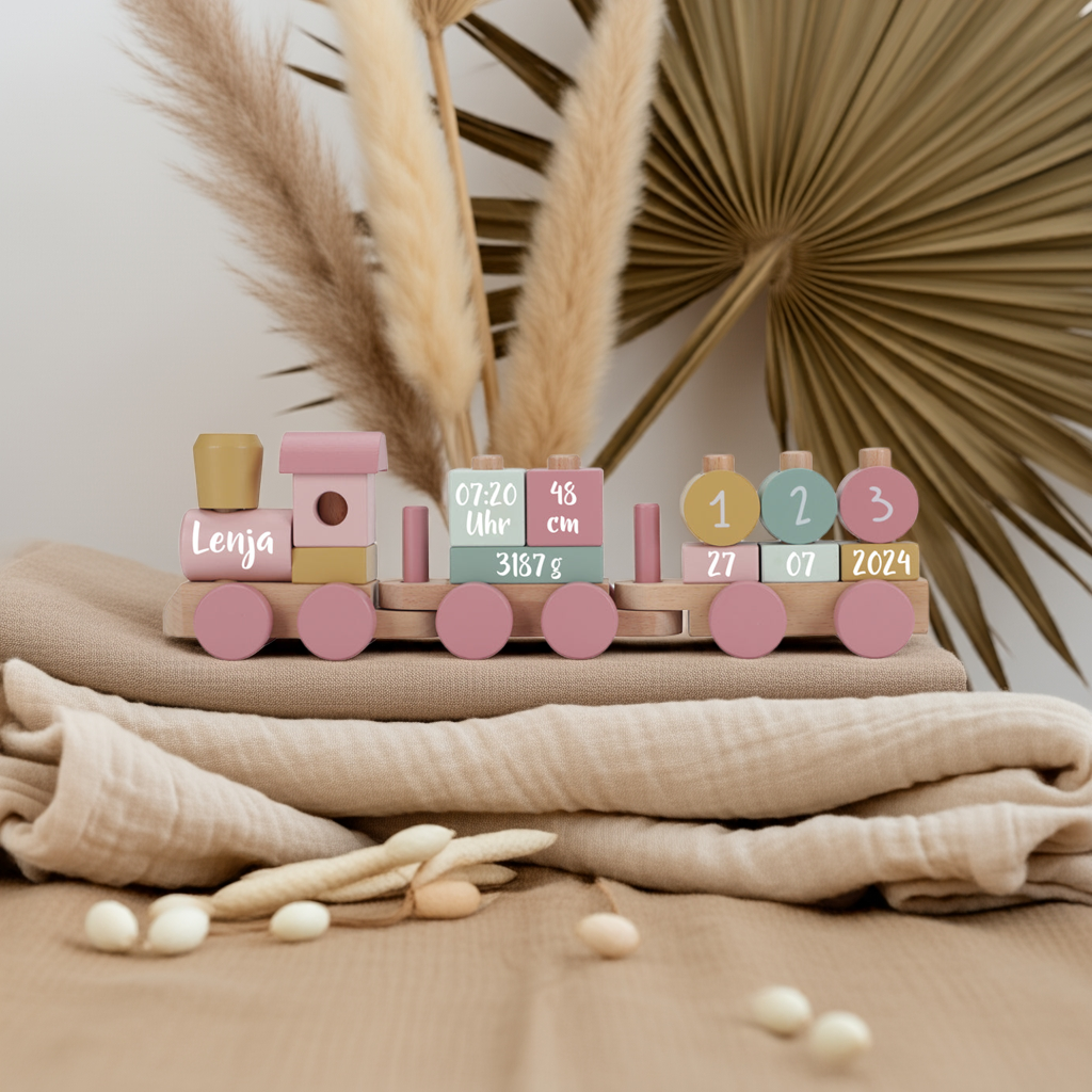 Personalized Wooden Train Fairy Garden – Gift for a Newborn
