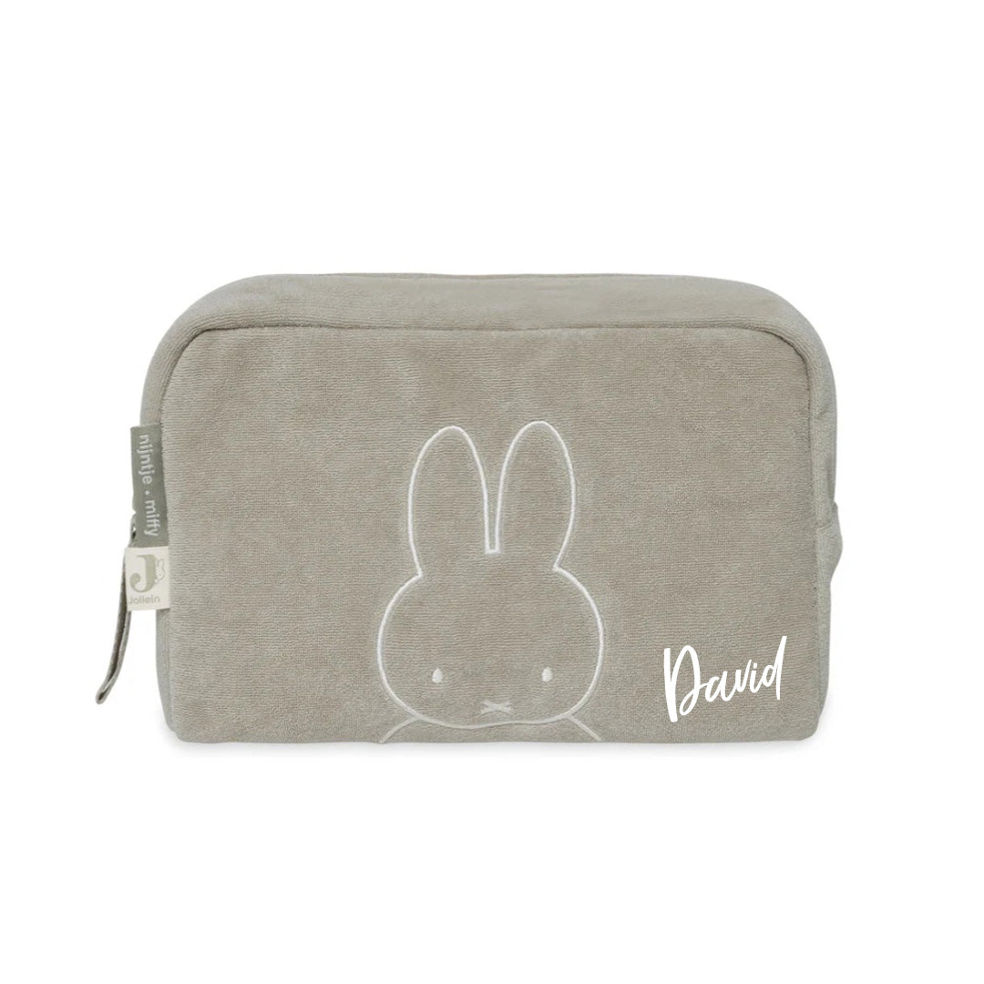 Miffy Terry Cloth Cosmetic Bag, Olive Green | Jollein