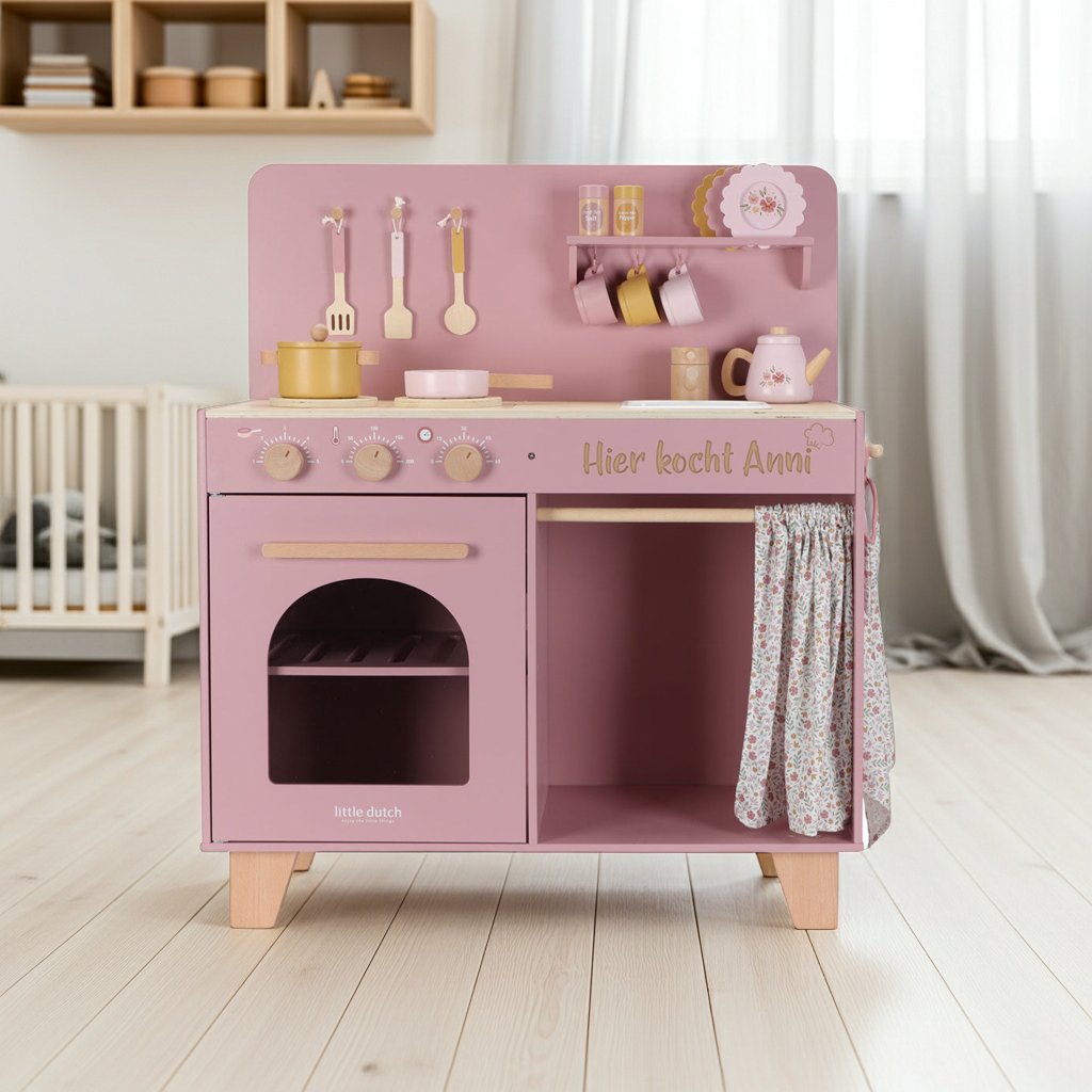 Pink play kitchen