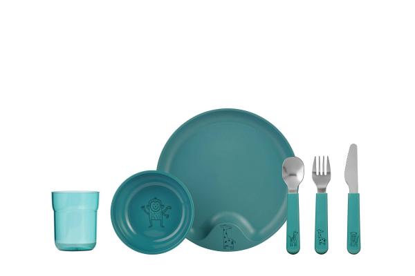 Mio 6-piece children's tableware set - Deep Turquoise | Mepal