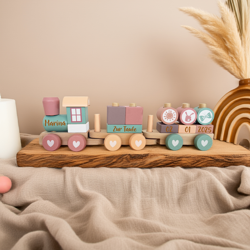 Holz-Zug Adventure Pink - Zur Taufe | Little Dutch