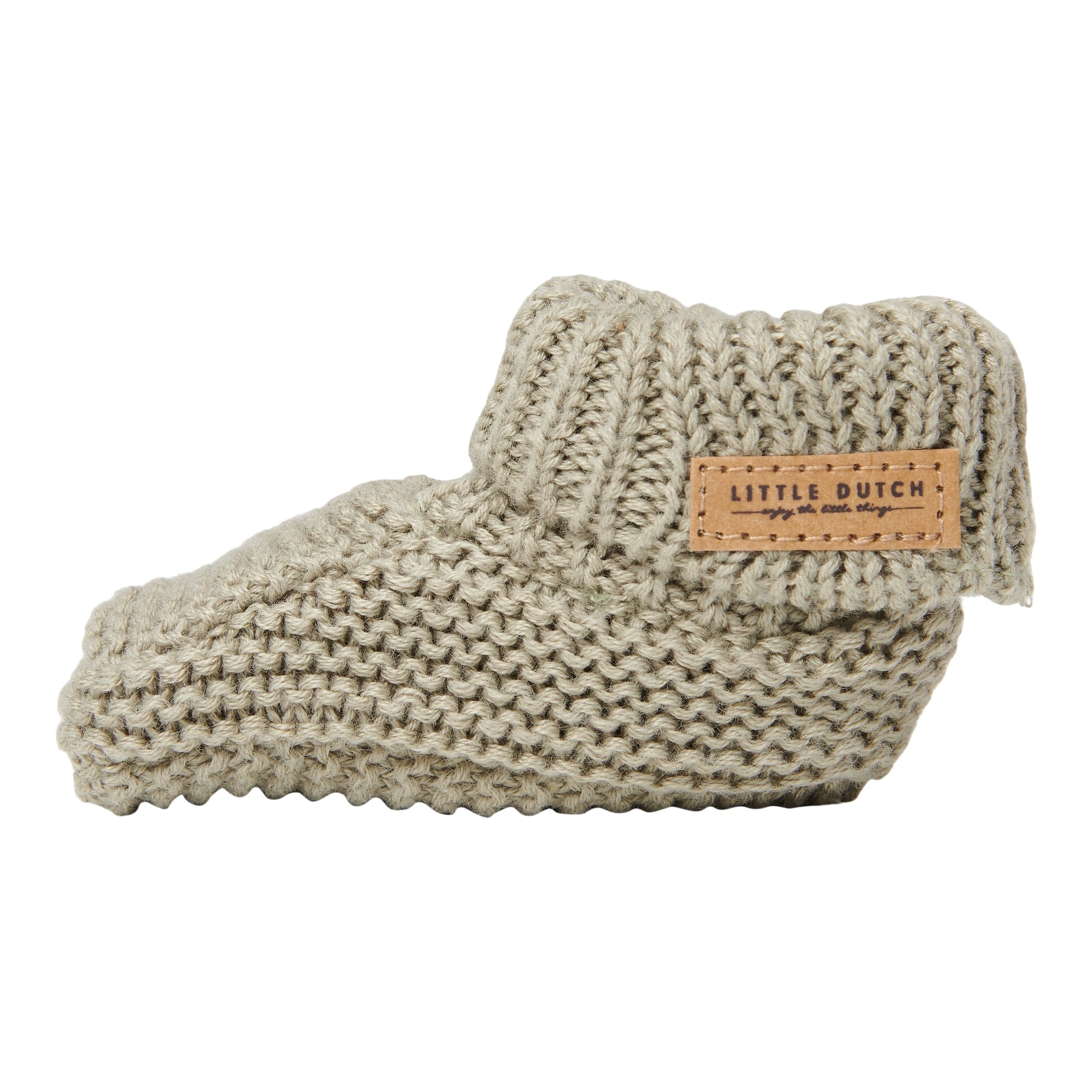 Knitted Baby Shoes Olive 2 | Little Dutch