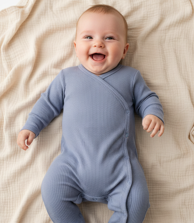 Long sleeve wrap romper Sailors Bay Blue | Little Dutch