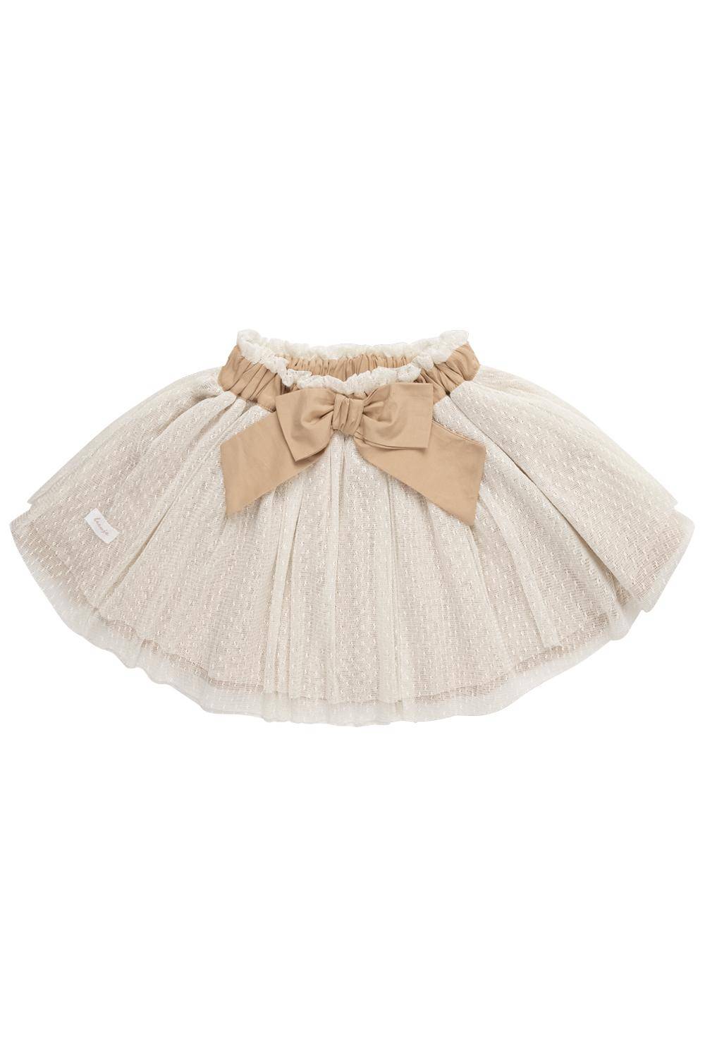 Tulle skirt with flounces and attached bow, white, size 74 / 80 | leevje