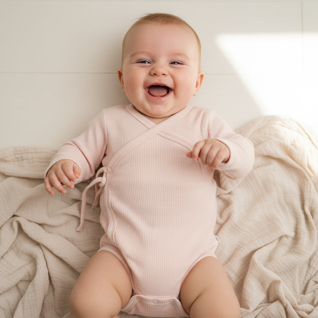 Long-sleeved wrap bodysuit pink | Little Dutch