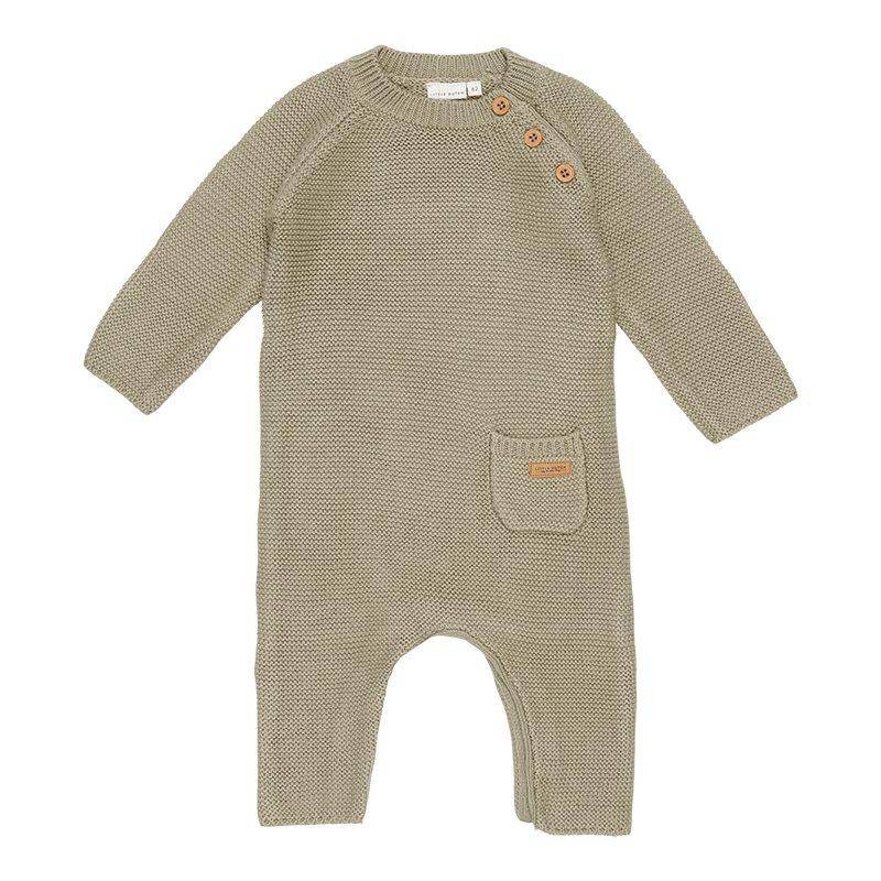 Knitted romper olive, size 80 | Little Dutch