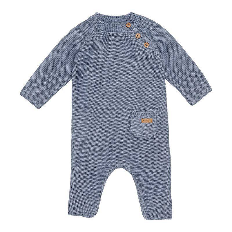 Knitted romper blue, size 80 | Little Dutch
