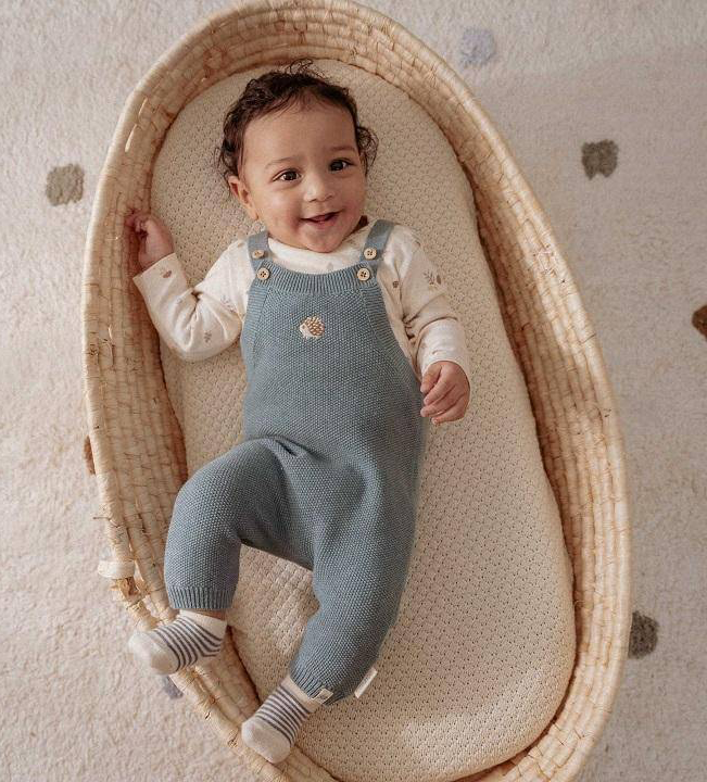 Knitted Romper Baby Blue | Little Dutch