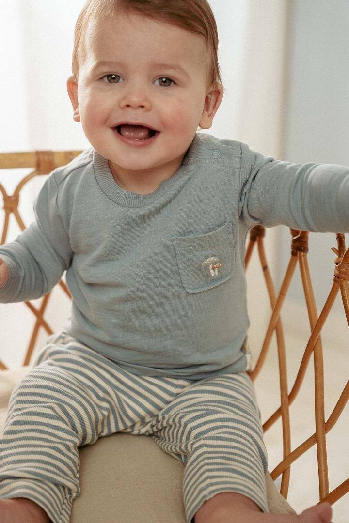 Pants Stone Blue Stripe | Little Dutch