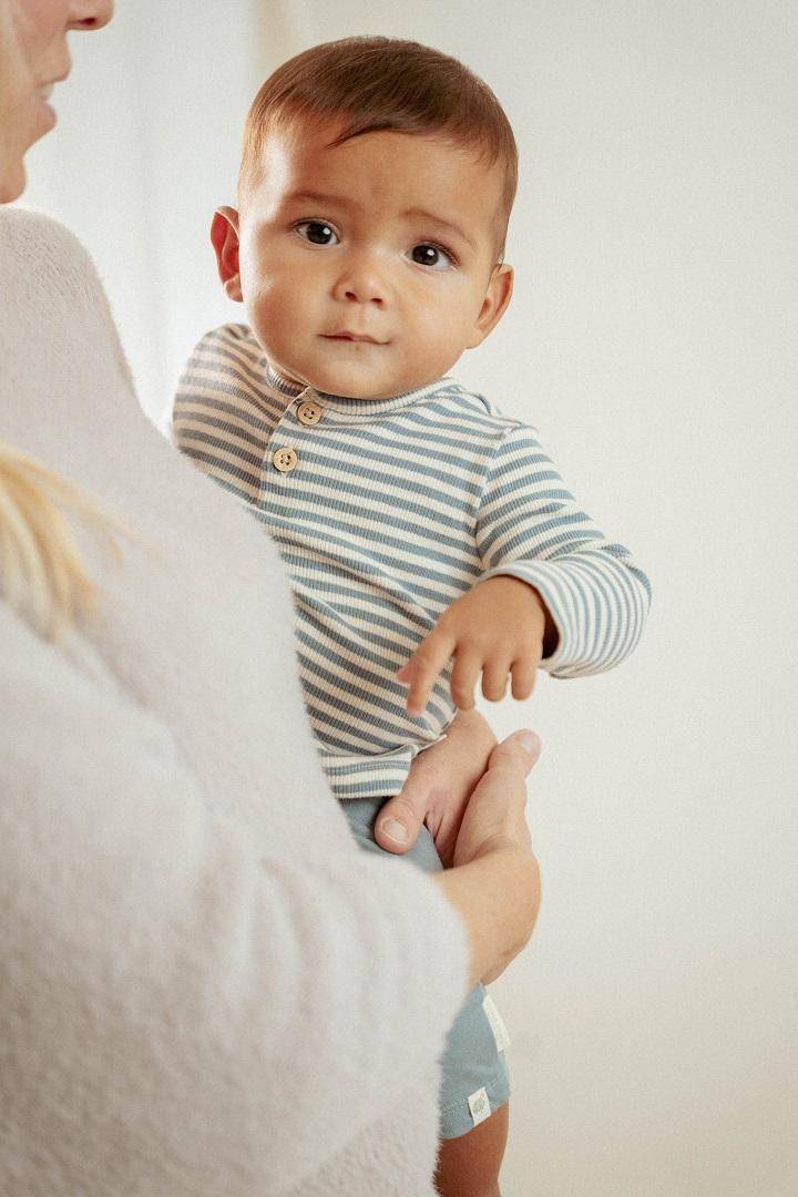 T-shirt long sleeve Stone Blue Stripe | Little Dutch