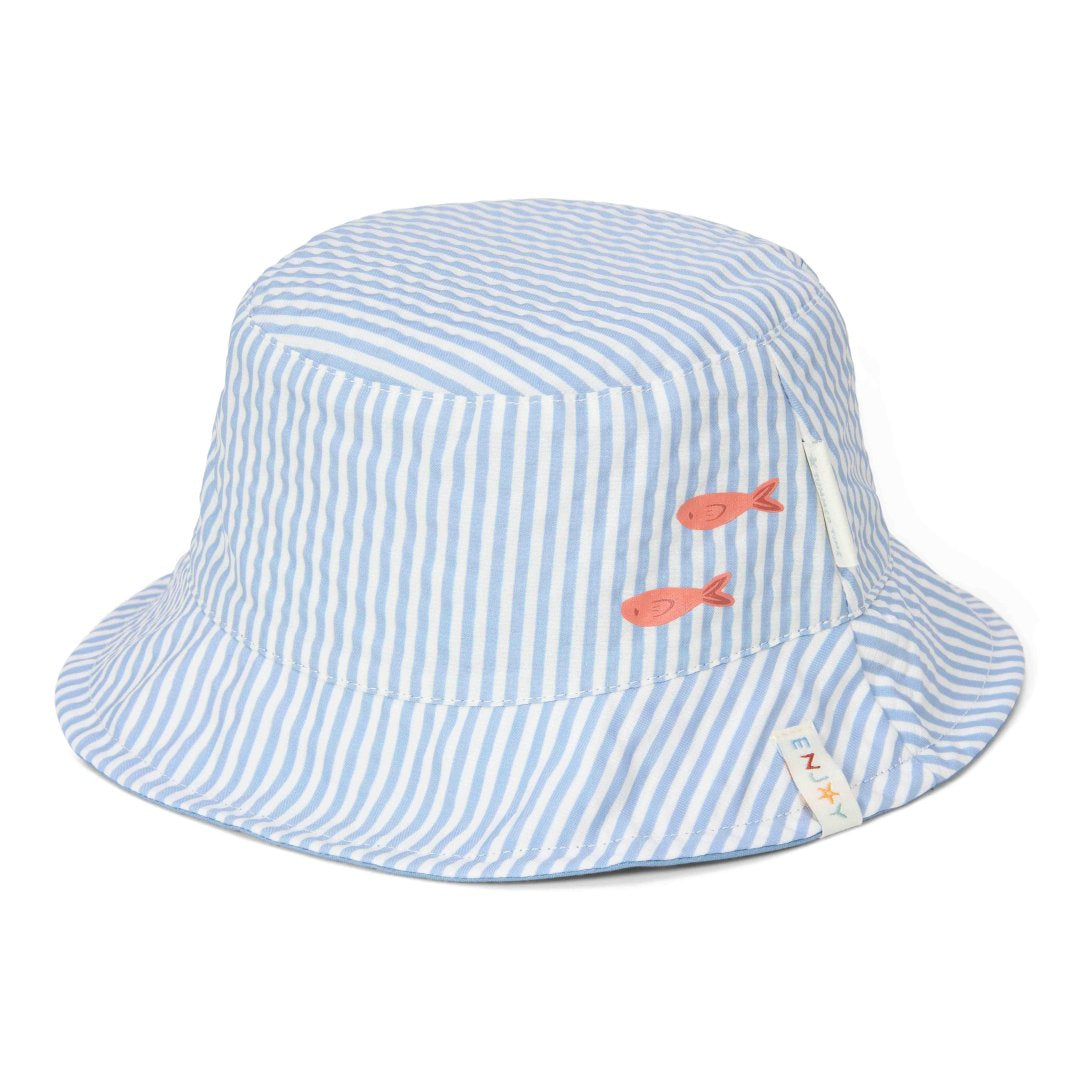 Reversible bucket hat in Stripes Ocean Blue | Little Dutch