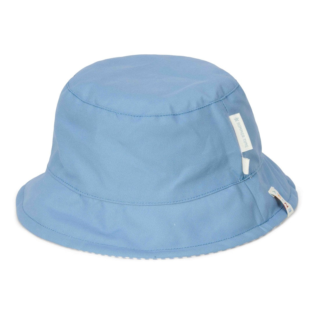 Reversible bucket hat in Stripes Ocean Blue | Little Dutch