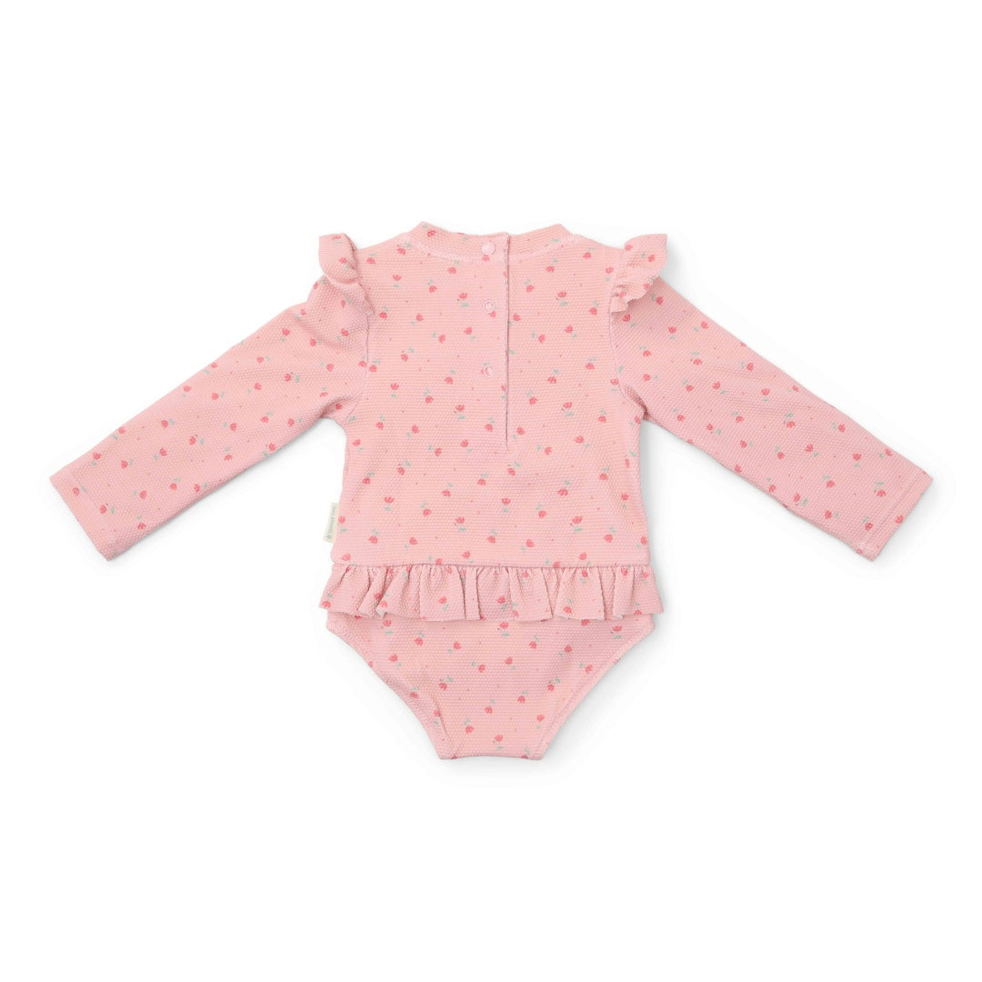 Sunny Flowers Blush Long-Sleeved Swimsuit | Little Dutch