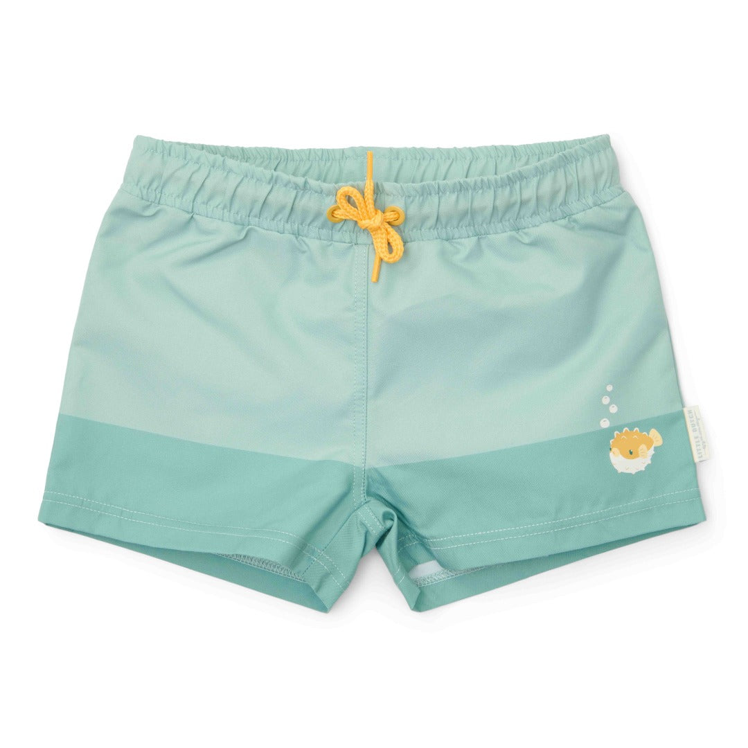 Little Dutch Seashells Surf Blue Swim Trunks