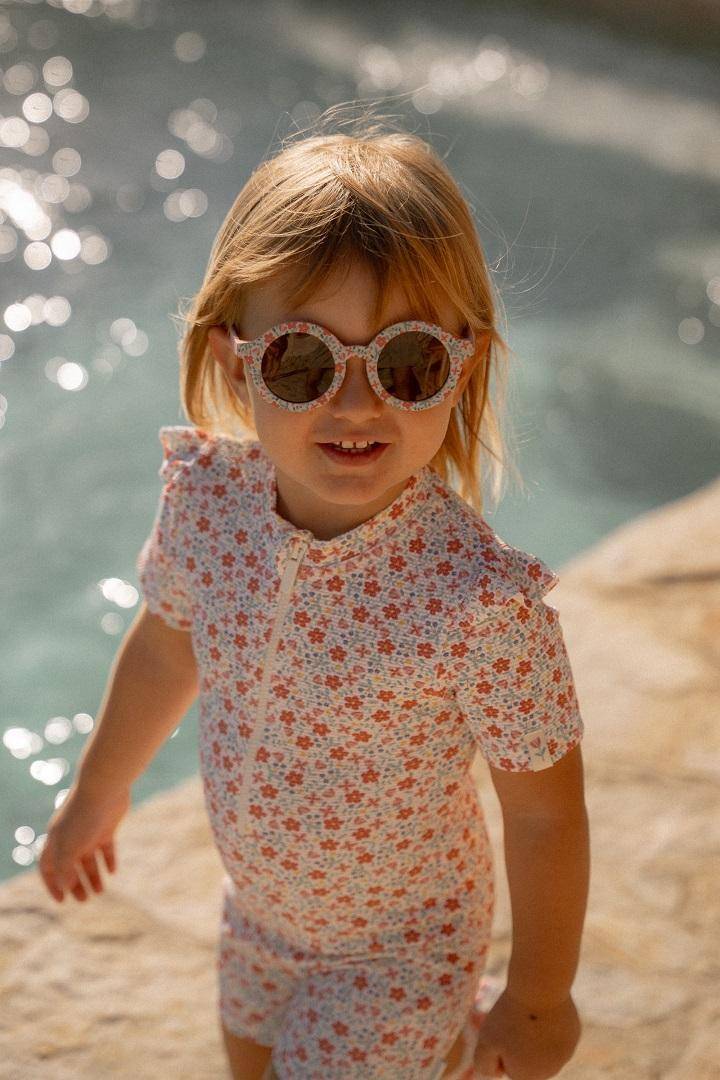 Short-sleeved swimsuit Sunny Flowers Multi-colour | Little Dutch