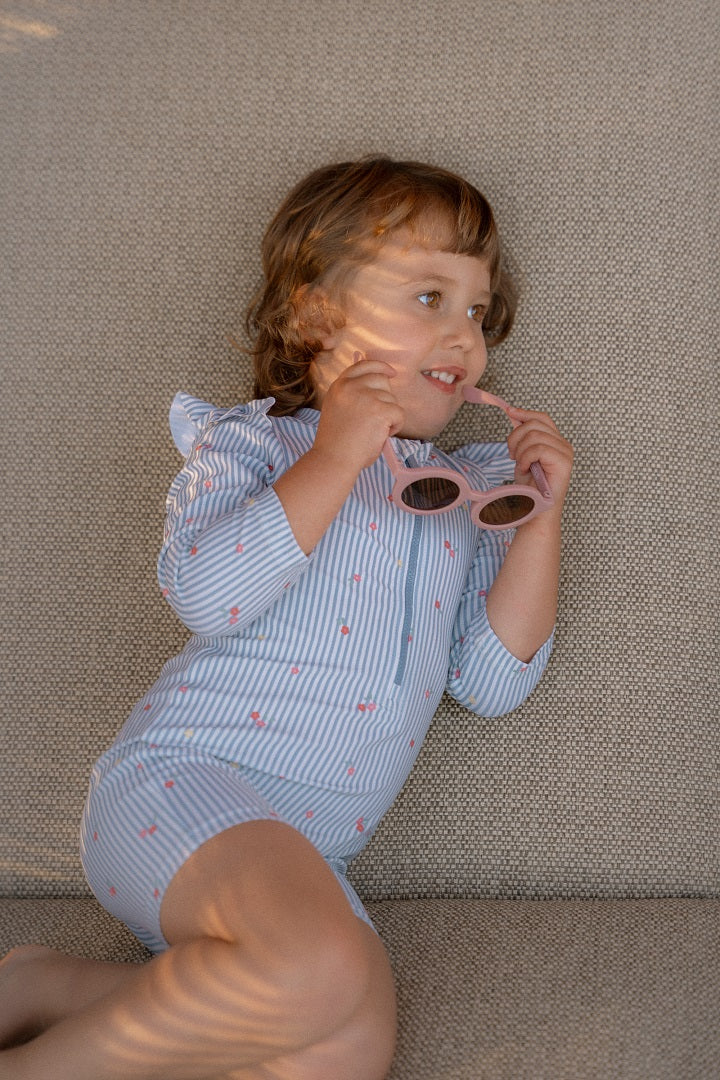 Long-sleeved swimsuit Sunny Flowers Blue | Little Dutch