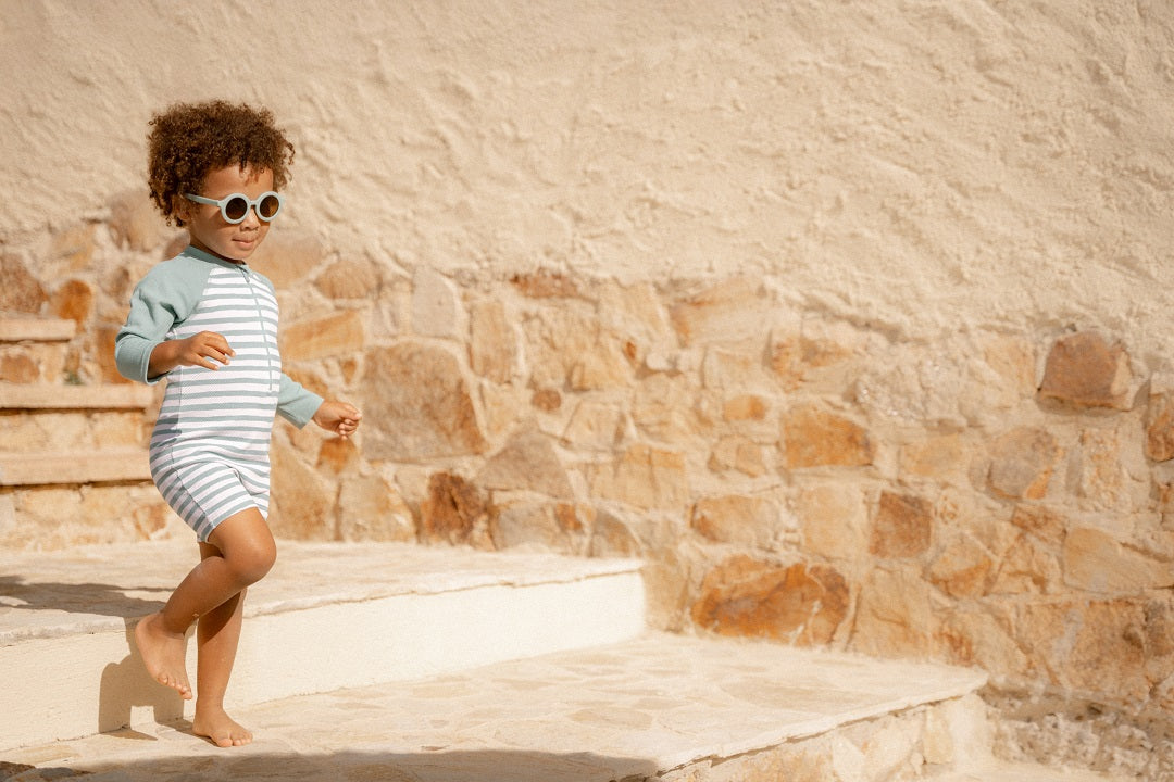 Long-sleeved swimsuit Stripes Surf Blue | Little Dutch