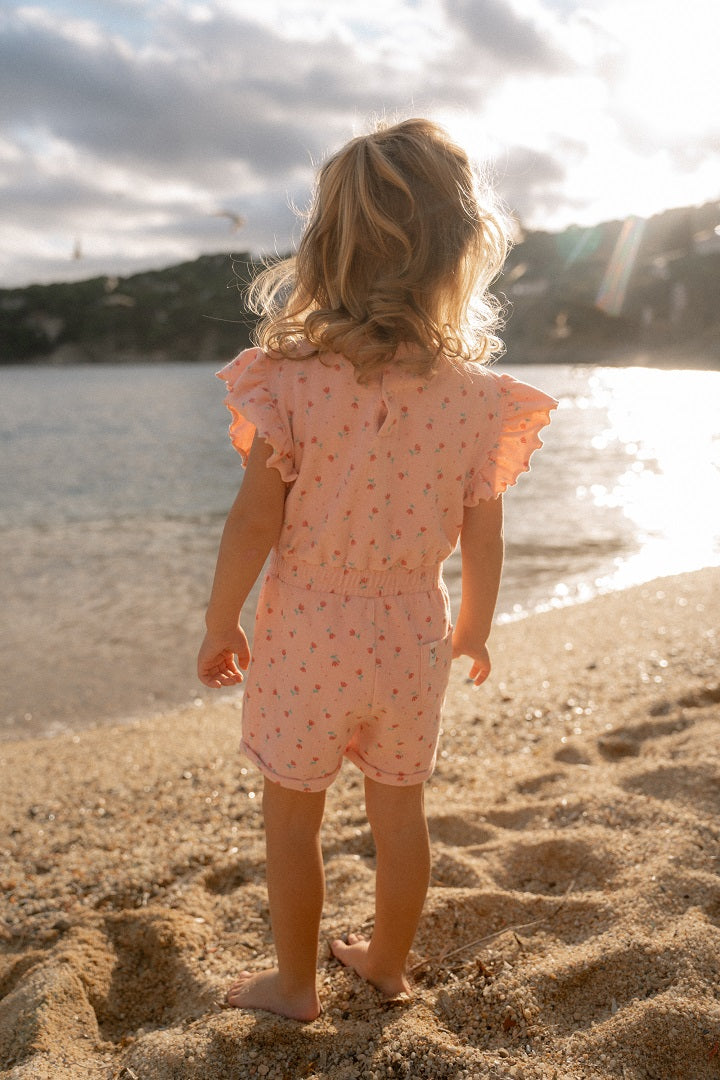 Sunny Flowers Blush Pink Romper | Little Dutch