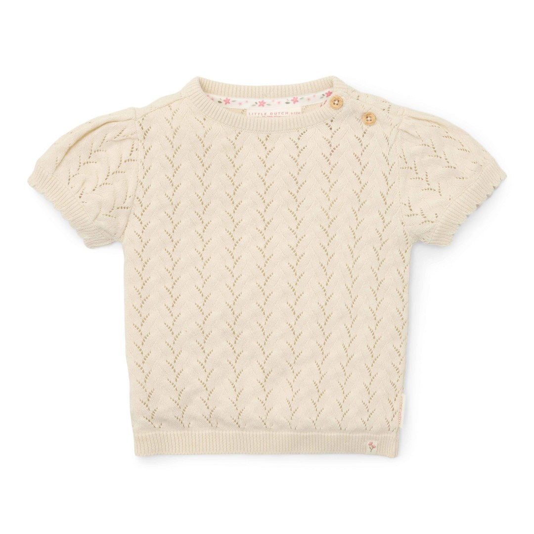 Knitted short-sleeved sweater cream | Little Dutch