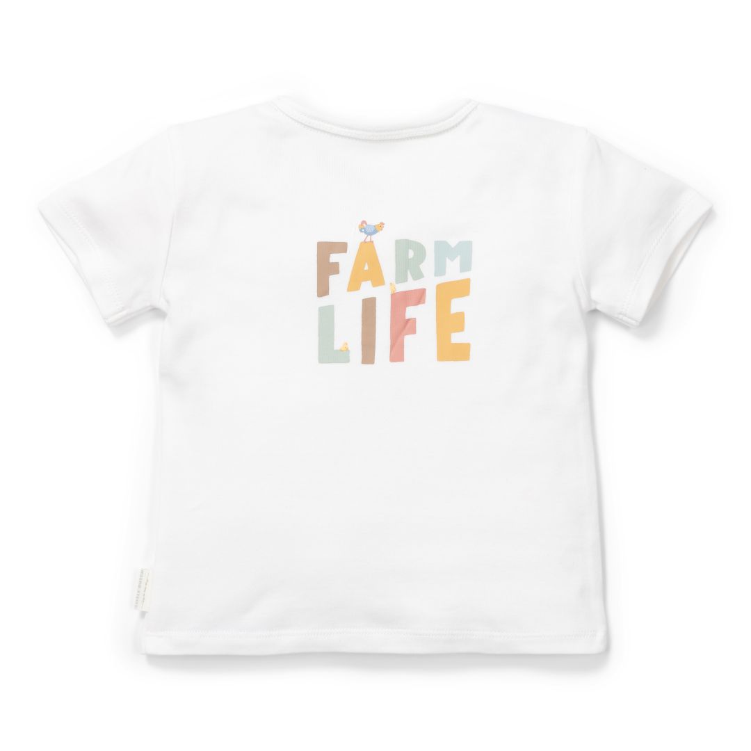 T-shirt short sleeve white Farm Life 74 | Little Dutch
