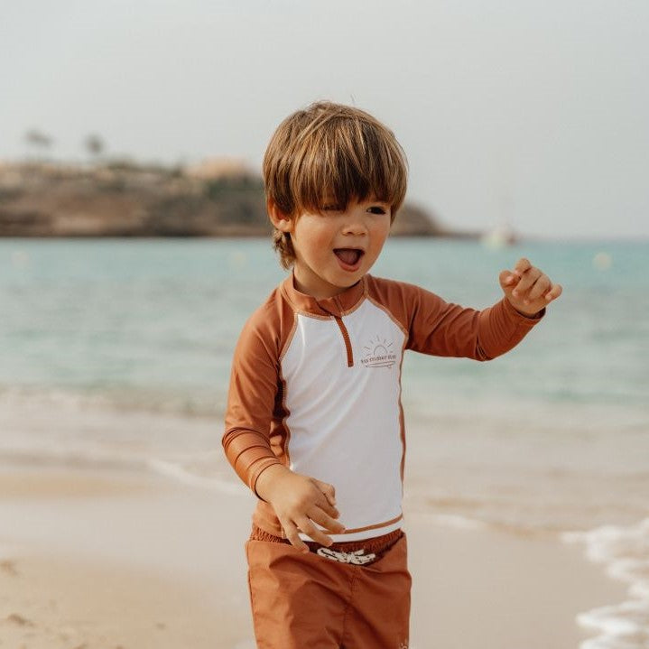 Long-sleeved swim shirt Vintage Sunny Stripes | Little Dutch
