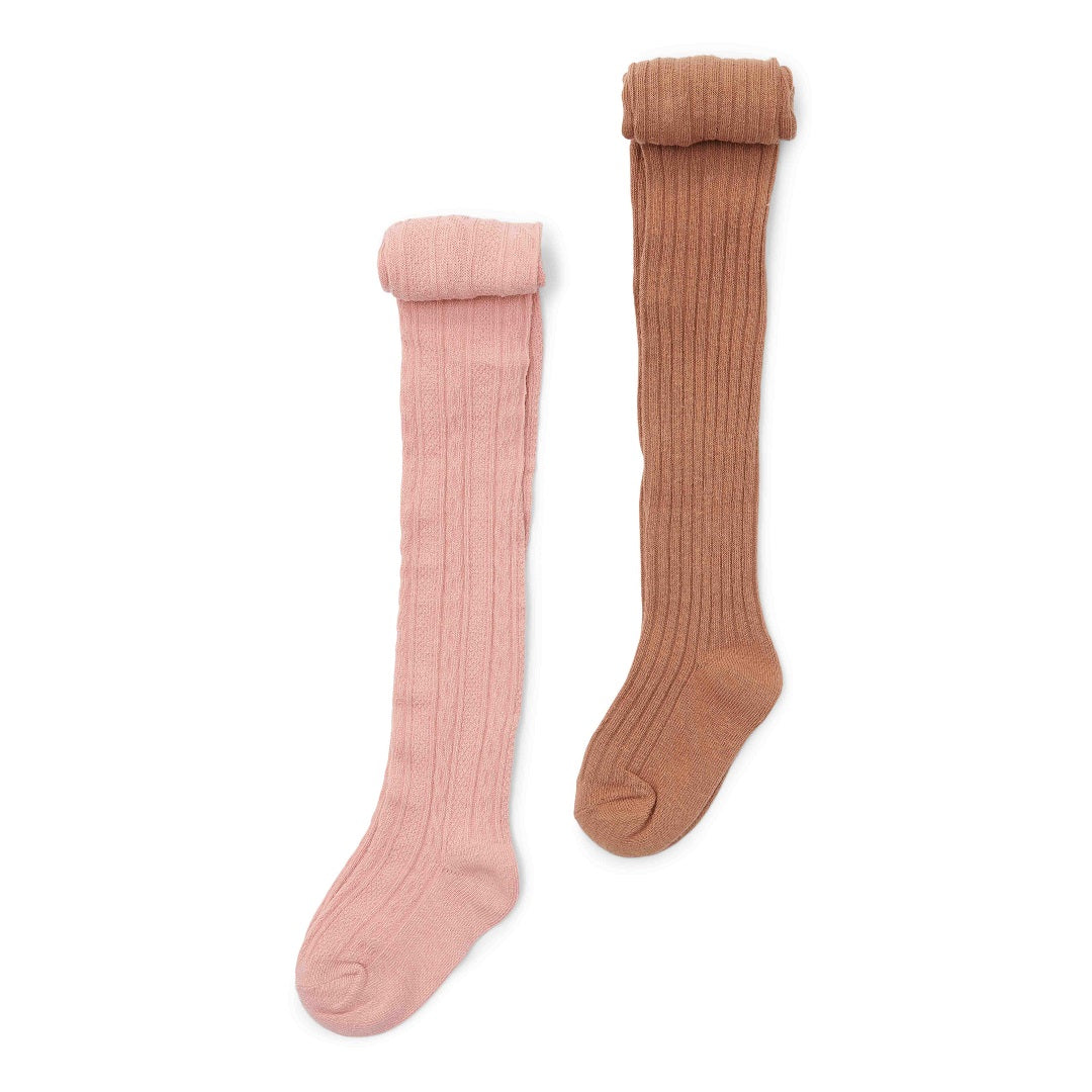 2-pack Soft Rose tights - Brown - Little Farm | Little Dutch