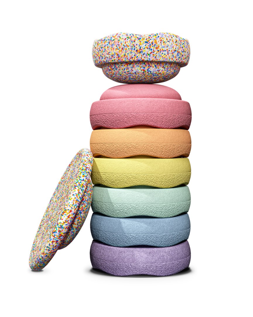 OFFER set: Free Balance Board + Stapelstein Rainbow Set complete – pastel | Stapelstein