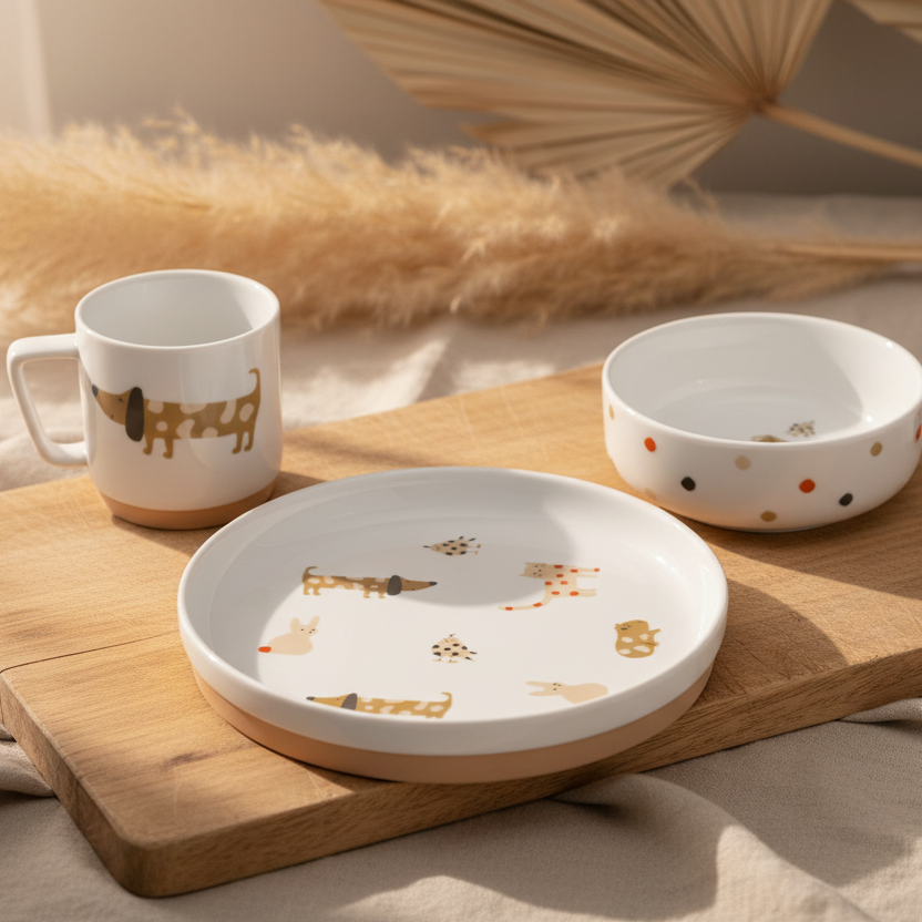 Children's porcelain dinnerware set - Little Mateys - Spicy orange | Casual