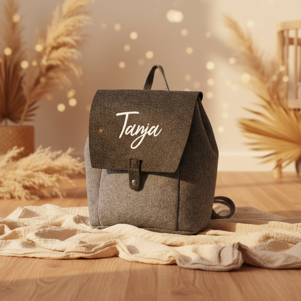 Trendy felt backpack, grey | by Schmatzepuffer®