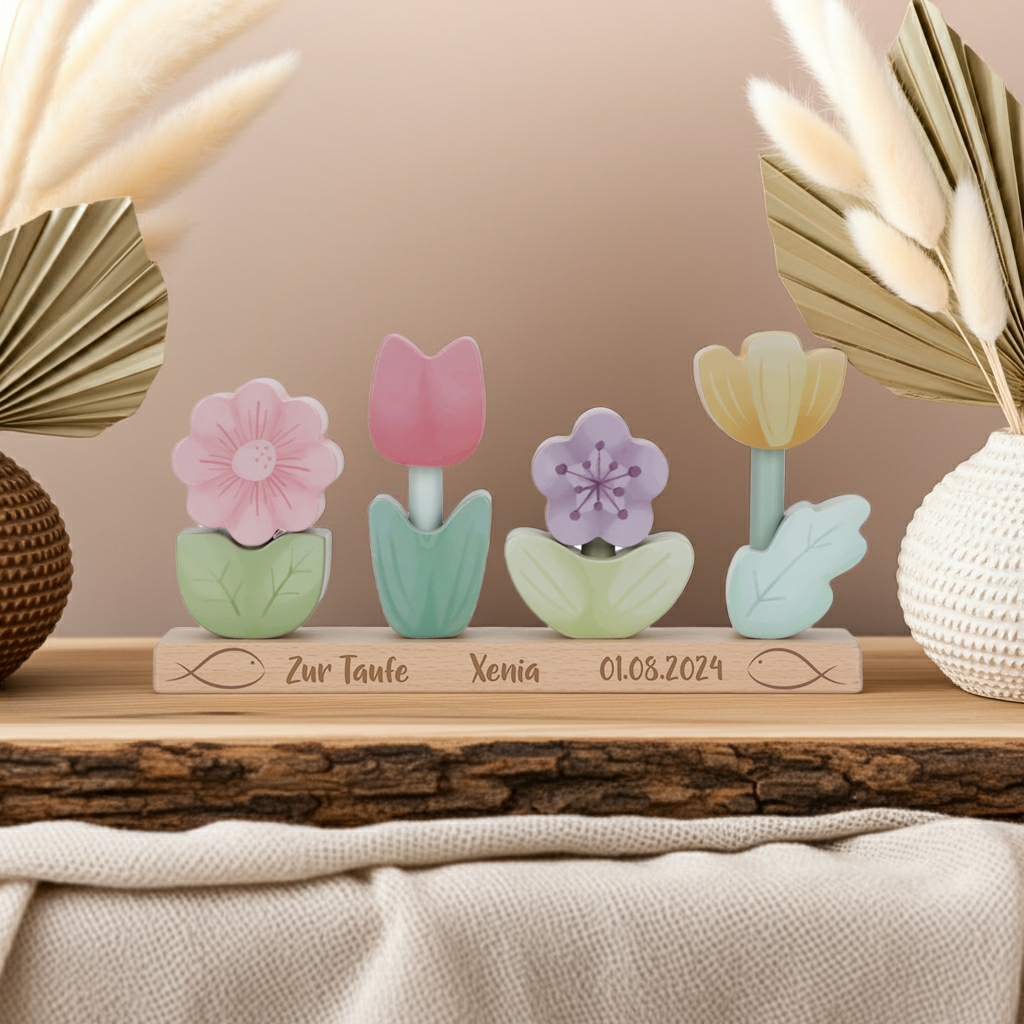 Stacked Flowers Fairy Garden "For Baptism"