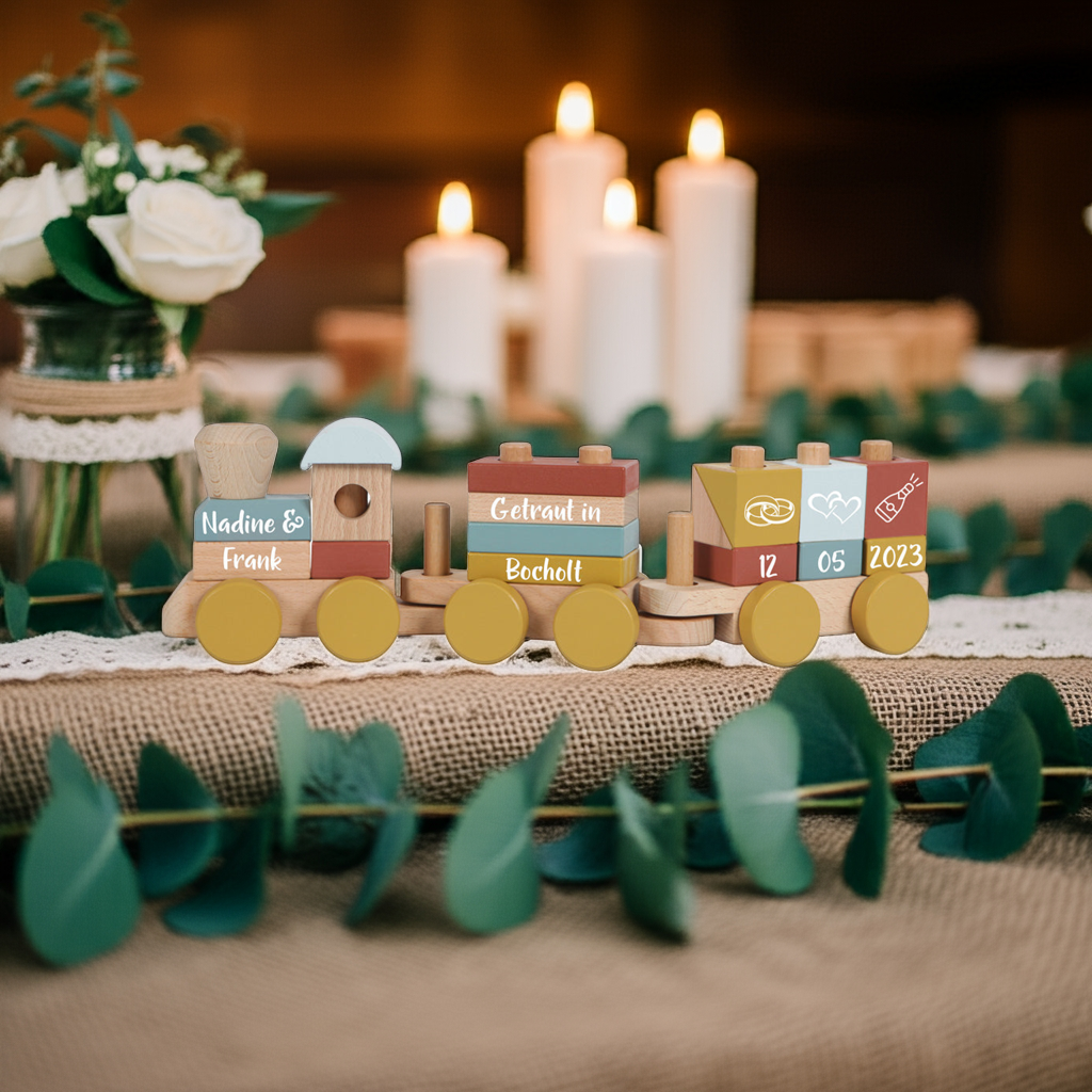 Wooden train Pure &amp; Nature - For weddings - printed