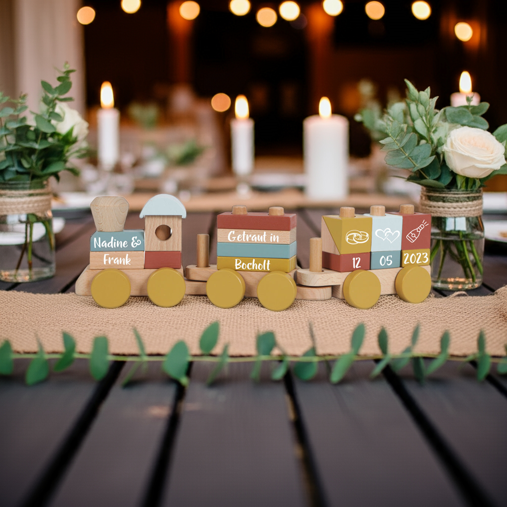 Wooden train Pure &amp; Nature - For weddings - printed