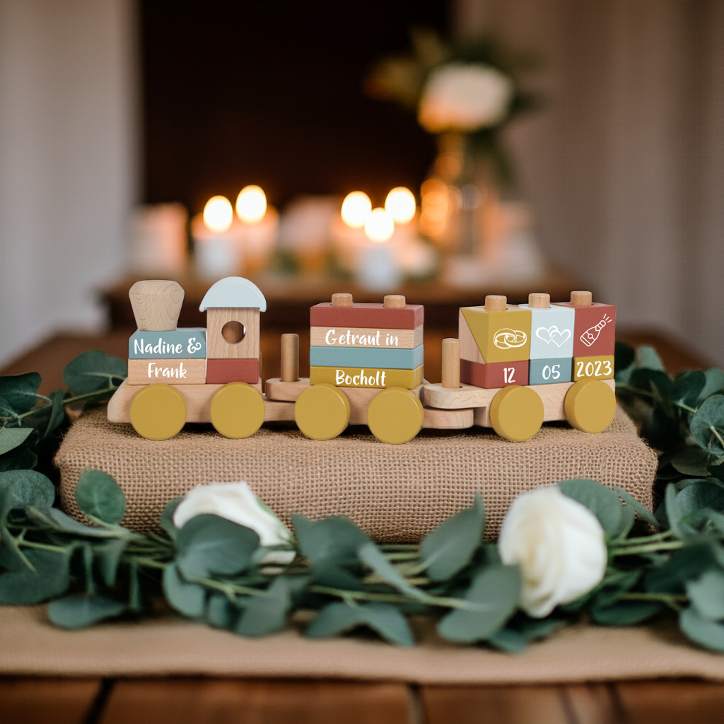 Wooden train Pure &amp; Nature - For weddings - printed
