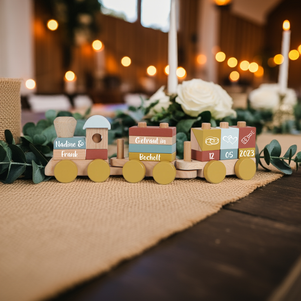 Wooden train Pure &amp; Nature - For weddings - printed