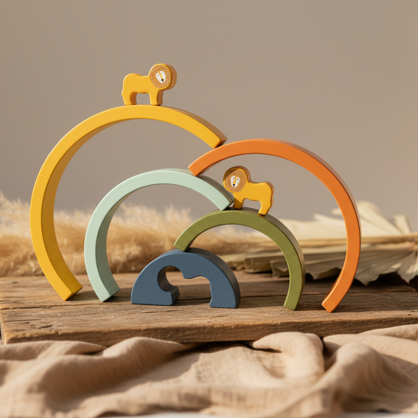 Rainbow Stacking Game made of wood - Mr. Lion | Trixie