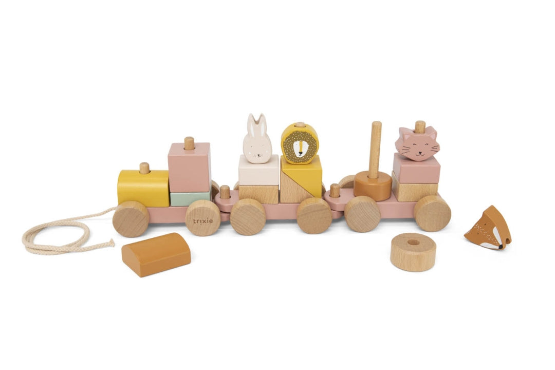 Wooden train with animals - female cat - for birth | Trixie