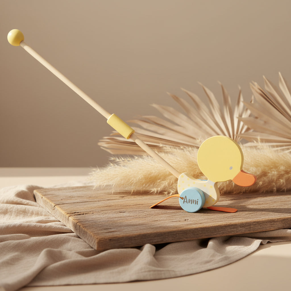 Rollerstick Waddling Duck Wood Yellow | bieco