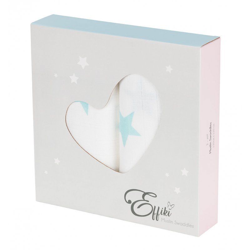 Muslin cloth set of 2 115 x 115 cm blue | Effiki