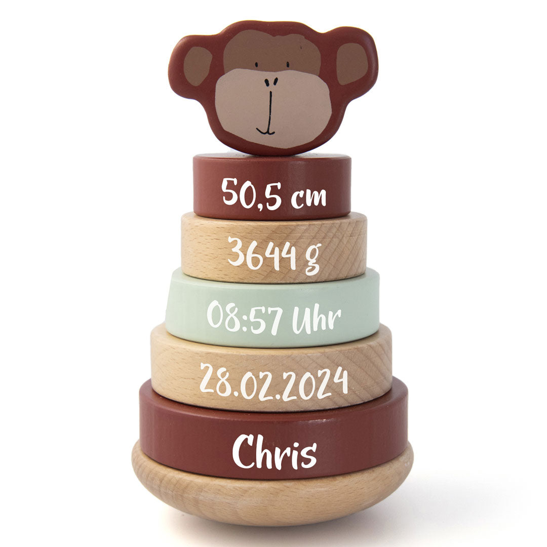 Wooden Stacking Tower - Mr. Monkey - for Birth | Trixie