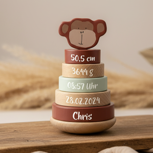 Wooden Stacking Tower - Mr. Monkey - for Birth | Trixie