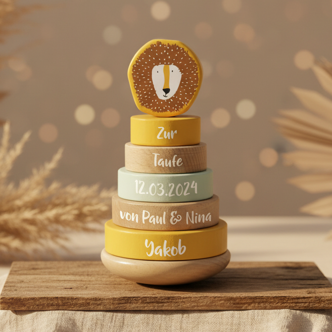 Wooden Stacking Tower - Mr. Lion - For the Baptism | Trixie