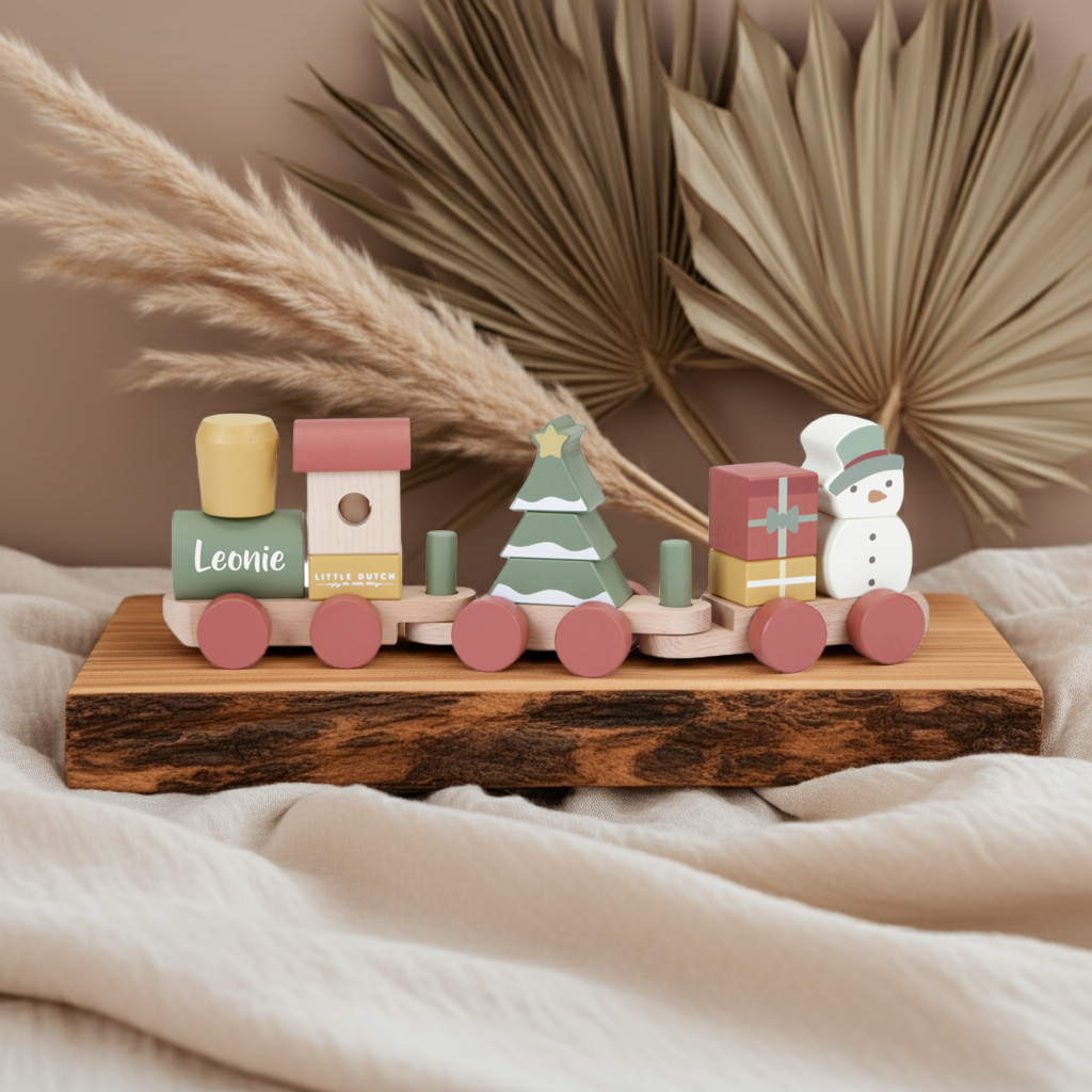 Wooden Christmas Train - Printed
