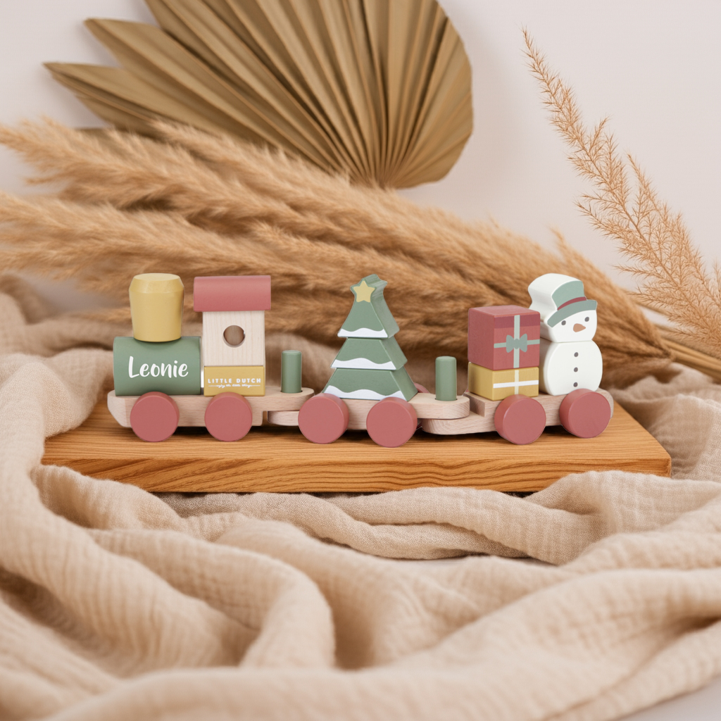 Wooden Christmas Train - Printed