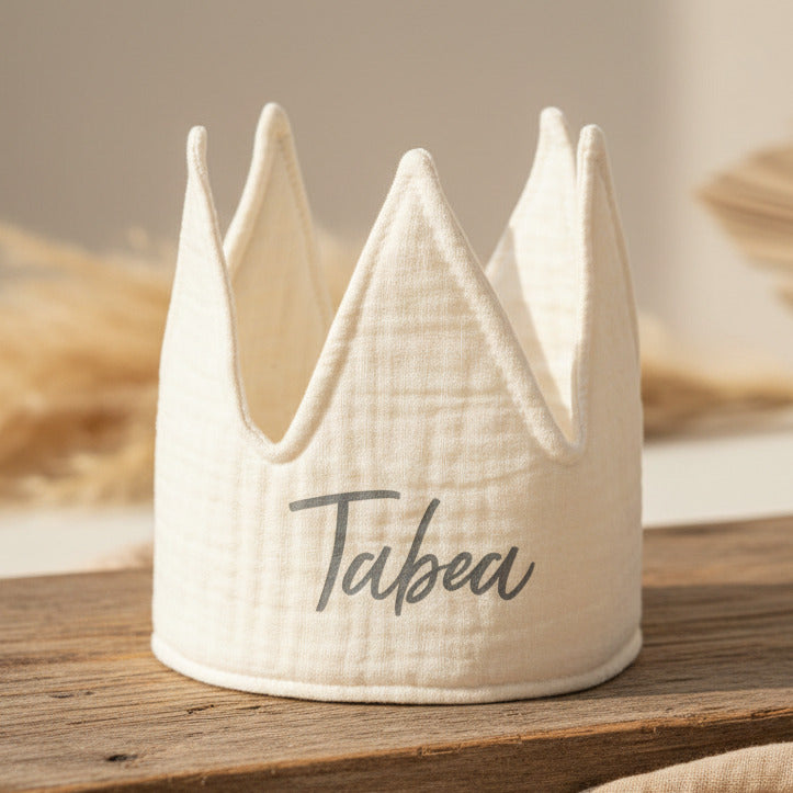 Ivory birthday crown for 1st-5th birthdays, made of cotton | Jollein